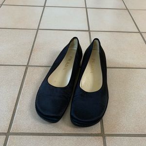 Black satin Prada flats